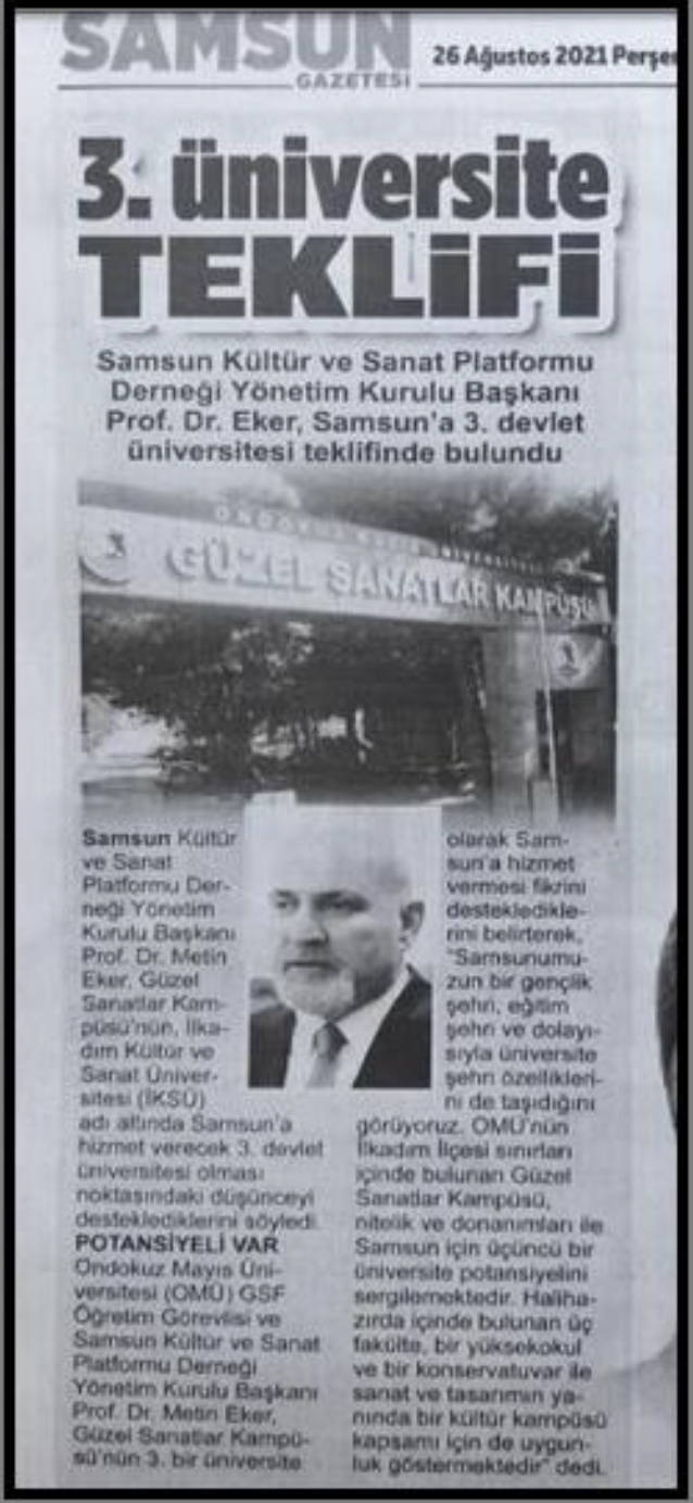 K&Uuml;LT&Uuml;R&Uuml;N&Uuml;Z YOKSA GELECEĞİNİZ YOKTUR: İlkadım K&uuml;lt&uuml;r ve Sanat &Uuml;niversitesi Profil &Ouml;nerisi